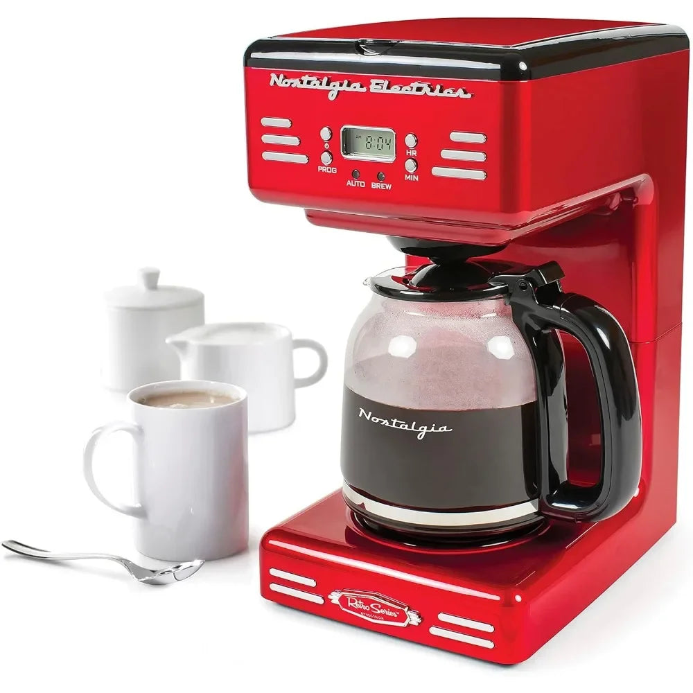 Nostalgia Retro 12-Cup Programmable Coffee Maker With LED Display, Automatic Shut-Off & Keep Warm, Pause-And-Serve Function, Red