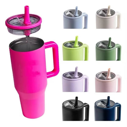 Tumbler Flip Splash Resistant Straw Replacement Lids for 40oz Stanley Cups with Handle Cap Fit Quencher 40oz Mug Cup Accessories