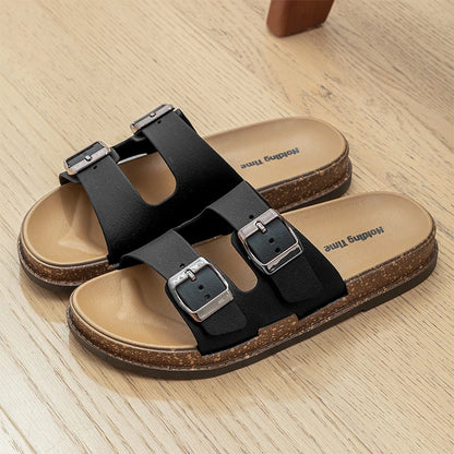 Double Strap Women's Slippers Summer Adjustable Soft Sole Shoes Outdoor Fashion Flat Bottom Sandals Women