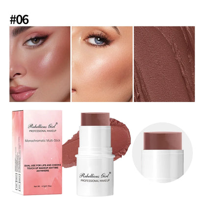 Blush Contour Highlighter Stick for Cheeks Eyes Lip Lightweight Dewy Finish Blush Stick Contour Natural Blusher Stick Makeup Set