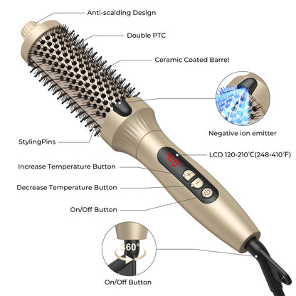 Thermal Brush One-Step Hot Air Brush&volumizer Hair Curler Straightener Hair Styling Brush Professional Curling Iron Heated GOLD