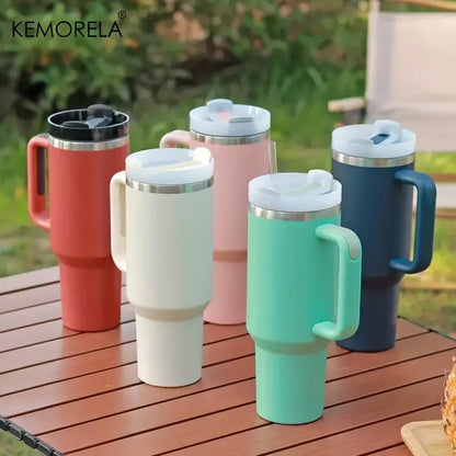 40oz 1200ML High Quality Insulated Tumbler with Handle Straw Double Wall Thermal Iced Travel Cup Coffee Cup Perfect Gift