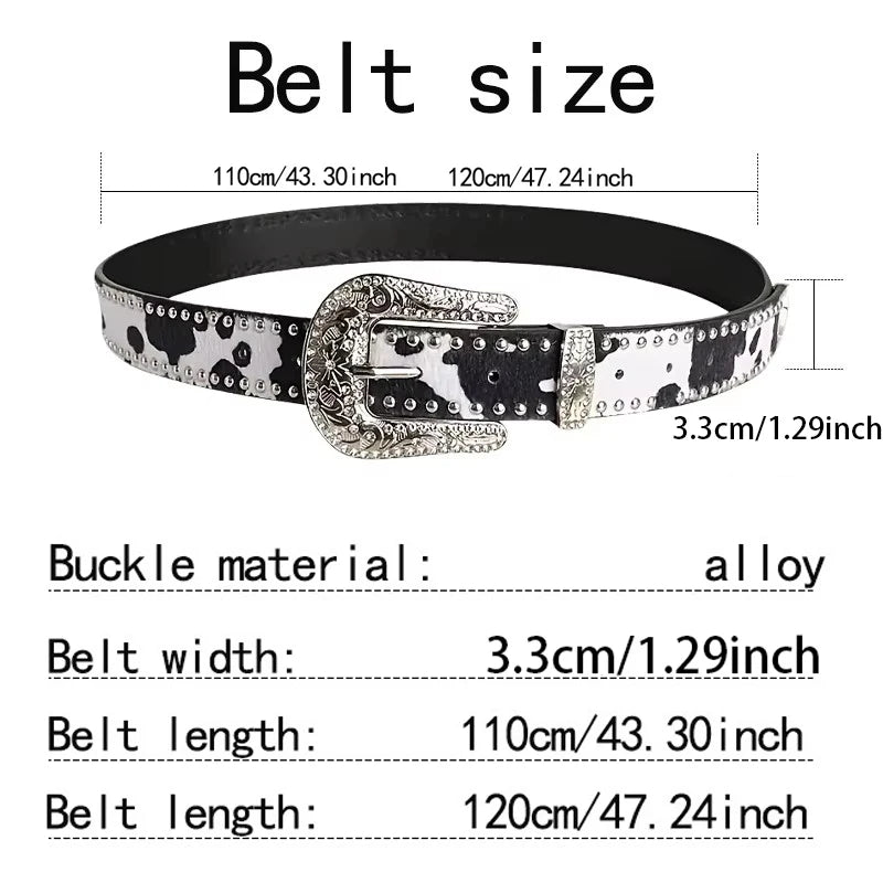 Women's Retro Casual Trend Carved Buckle Belt For Women Men,Punk Style Rivet Y2k Belt