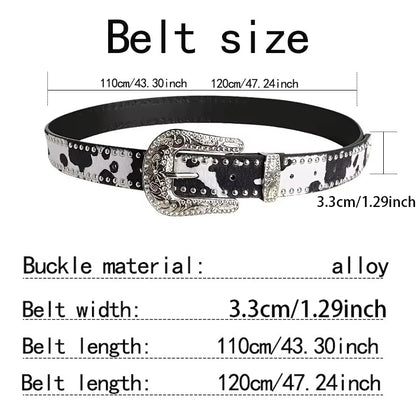 Women's Retro Casual Trend Carved Buckle Belt For Women Men,Punk Style Rivet Y2k Belt
