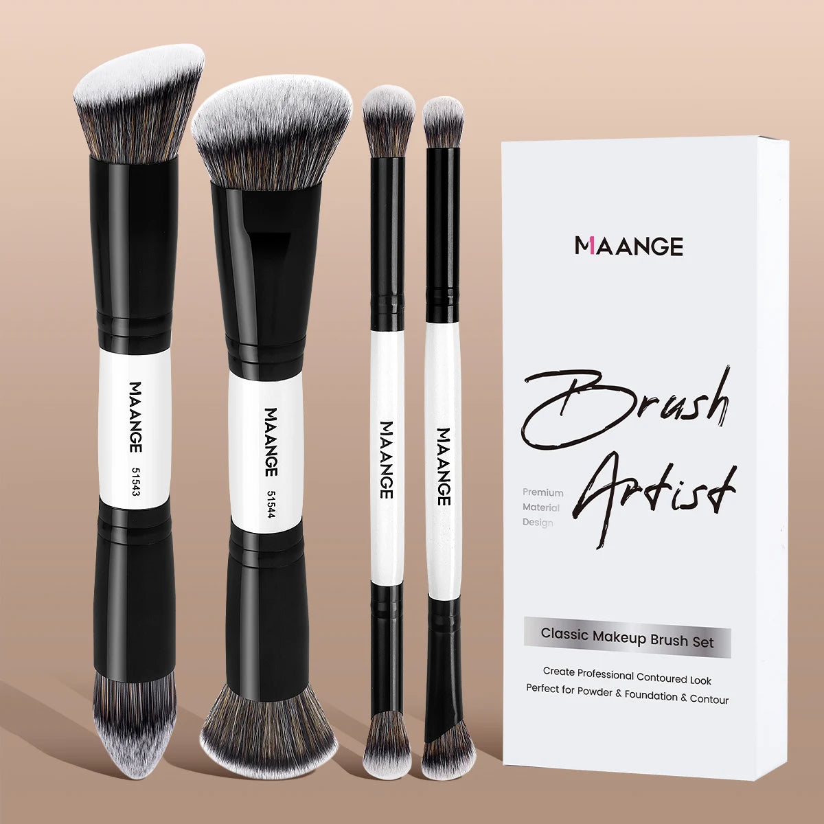 Makeup Brush Set Soft Hair Synthetic Kabuki Brushes Foundation Powder Blending Concealer Eyeshadow Double-ended Brushes