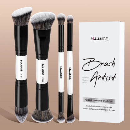 Makeup Brush Set Soft Hair Synthetic Kabuki Brushes Foundation Powder Blending Concealer Eyeshadow Double-ended Brushes