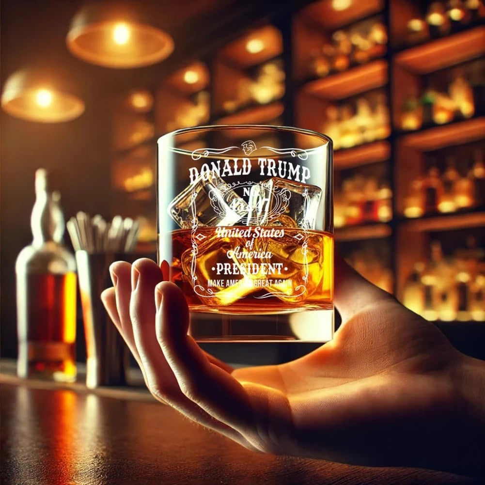 1/2/4PCS Trump Whiskey Glass Wine Glass Lasers Engraved Presidency Glasses Right Wing,Glassware for Drinking,Conservative Gift