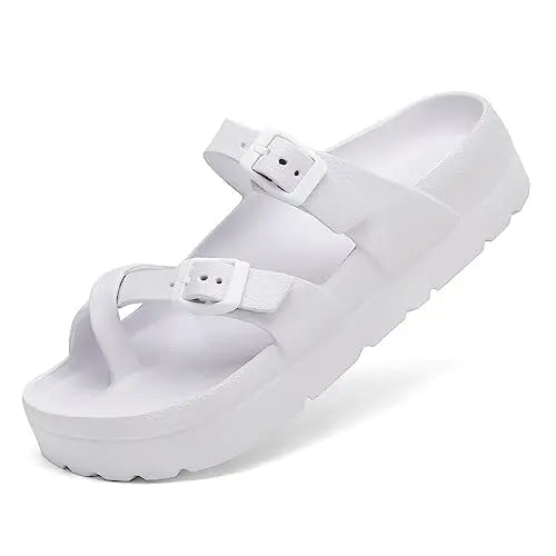 Fashion Thick Sole Slippers For Women Lightweight EVA Beach Shoes With Adjustable Buckle Summer New Orthopedic Slippers