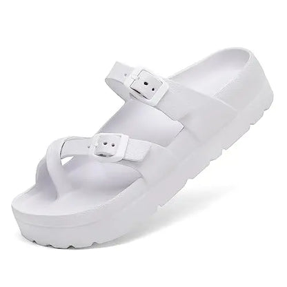 Fashion Thick Sole Slippers For Women Lightweight EVA Beach Shoes With Adjustable Buckle Summer New Orthopedic Slippers