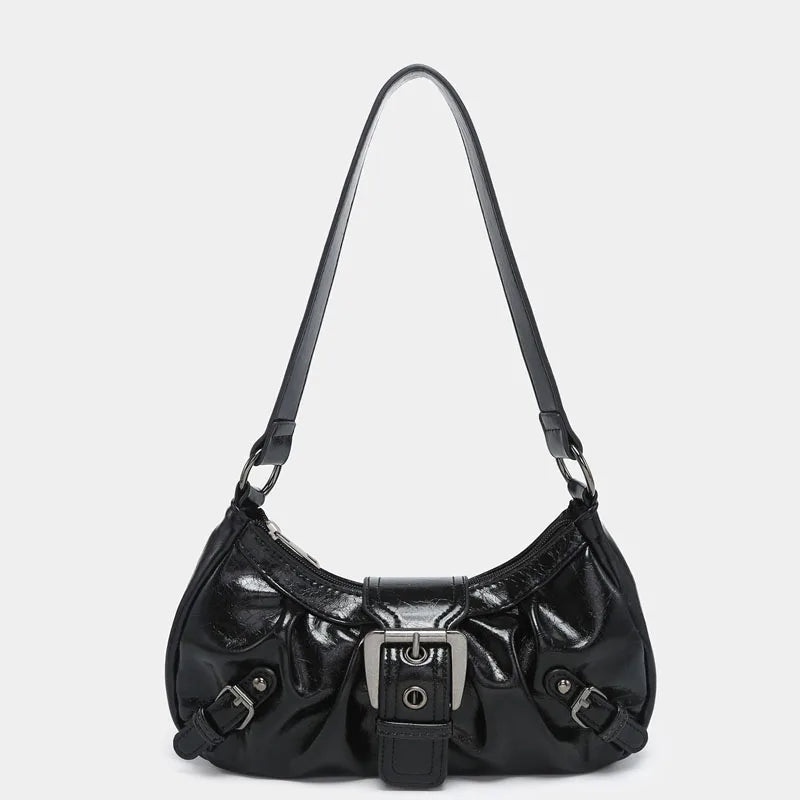 Y2K Punk Style Hobo Bag – Studs & Buckles Shoulder Bag for Women