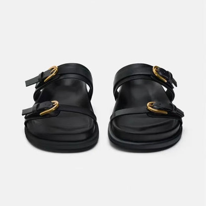 Women’s Flat Slingback Sandals  Round Toe with Buckle