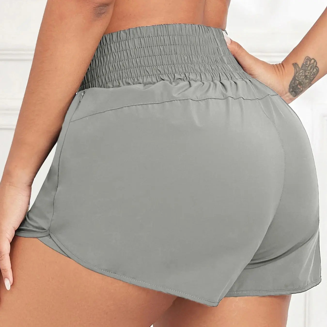 Women Side Zippered Pocket With Inner Lining Shorts Quick Drying Running Fitness Yoga Leisure Sport Shorts