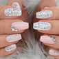 Glossy Press on Nails Set Short Oval Shiny Gradient French Nail Art Design Reusable Full Cover Fake Nails with Glue for Girls