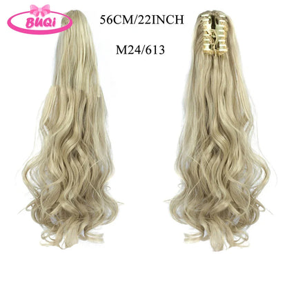 Water Wave Claw Clip In Ponytail Hair Extension Ombre Color Curly Wavy Synthetic Ponytail Extension Hair For Women Pony Tail