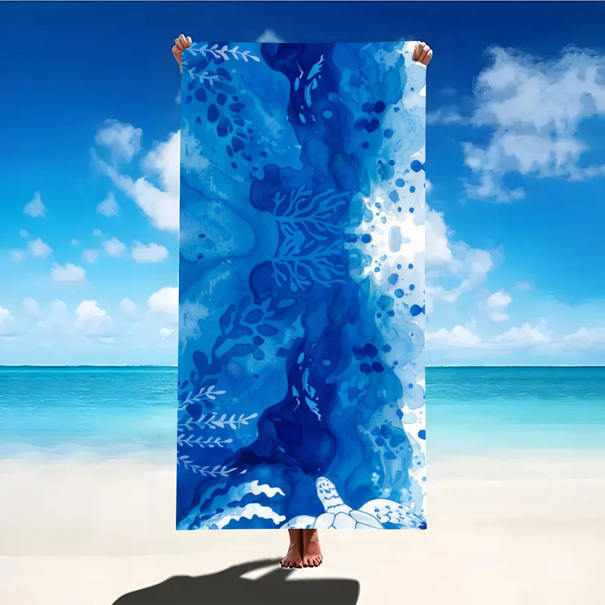 Print Sea Beach Towel Quick-Dry Washable Beach Towels Sandproof Portable Beach Towels  For Travel Swimming Camping Beach