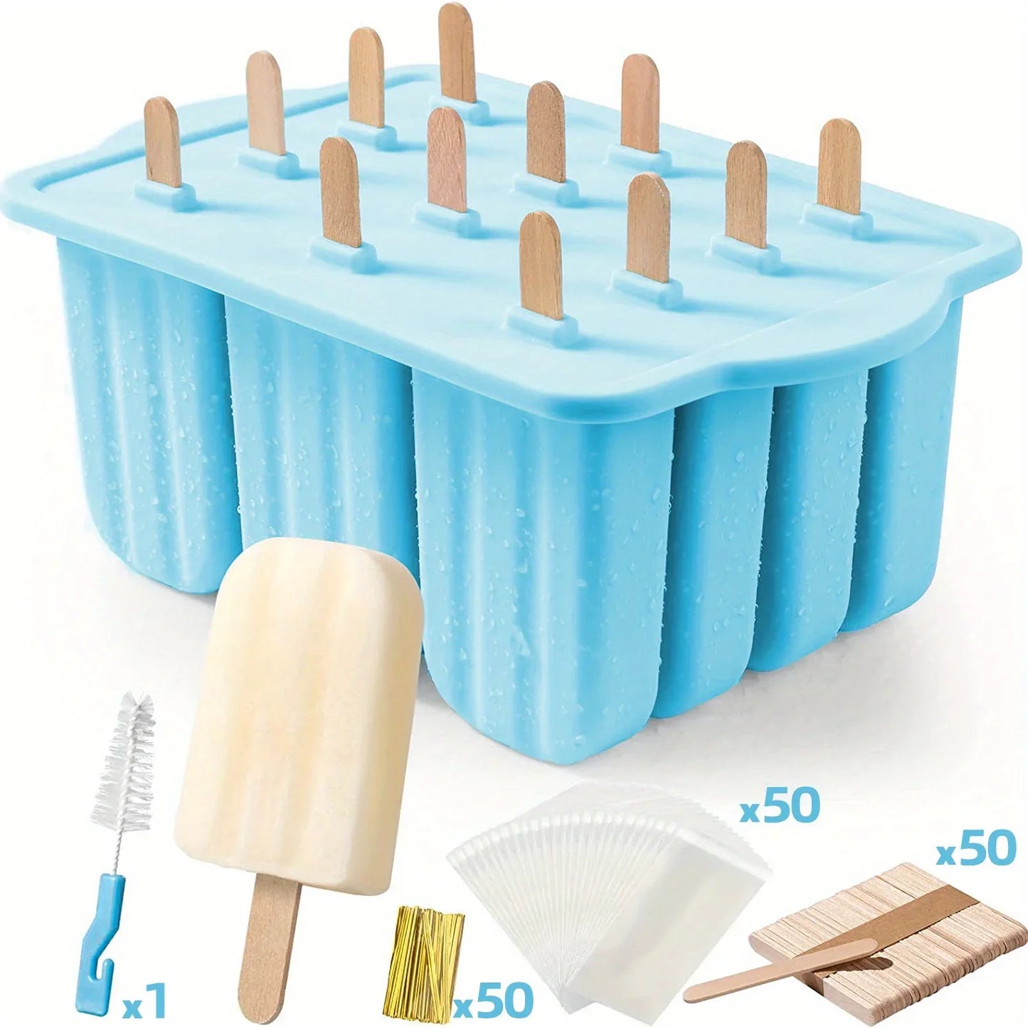 Popsicles Molds, 12 Pieces Silicone Popsicle Molds Easy-Release BPA-free Popsicle Maker Molds Ice Pop Molds Homemade Popsicle