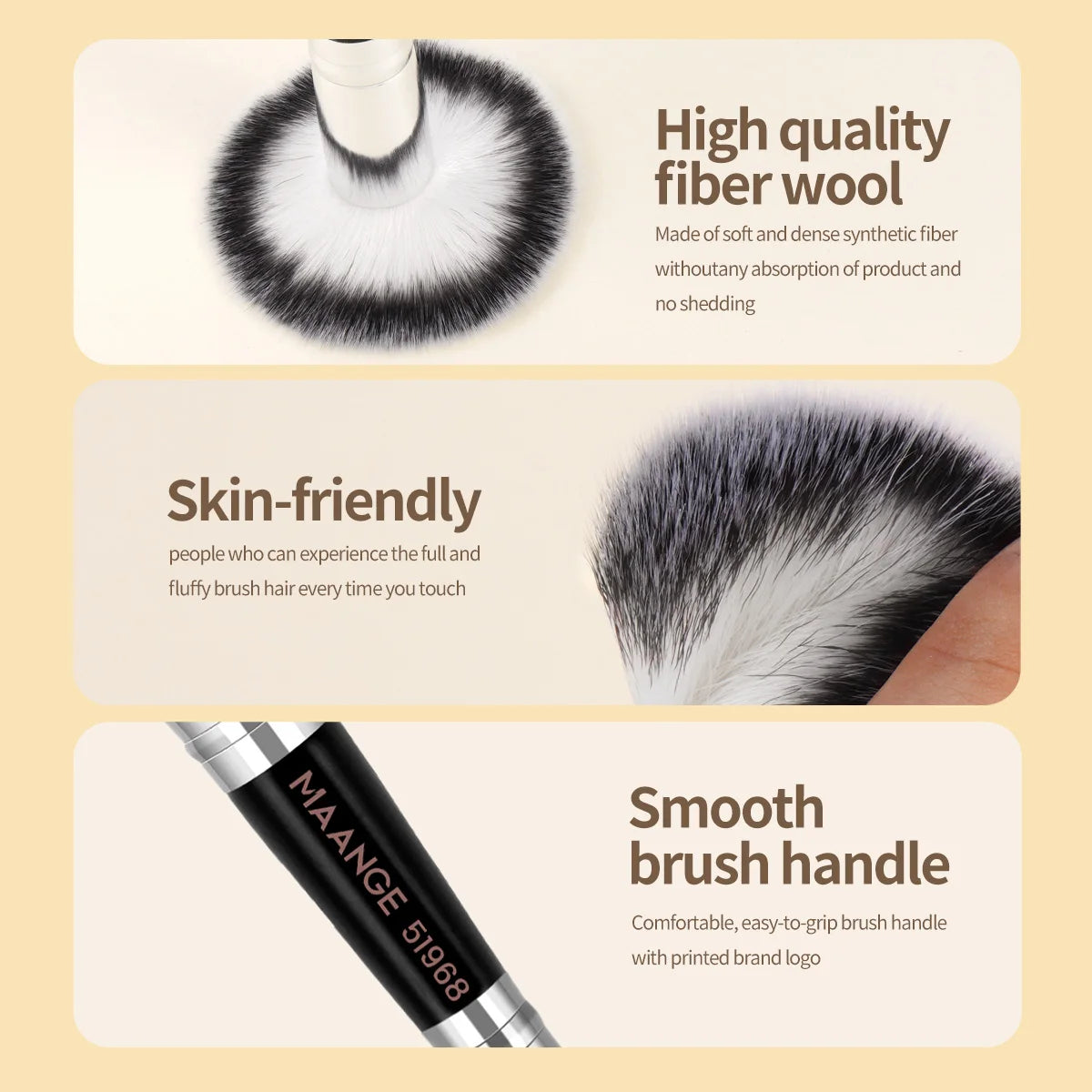 4pcs Makeup Brushes 2pcs Dual-ended Concealing Blush Brushes 2pcs Flat Top Angled Foundation Brushes Kit