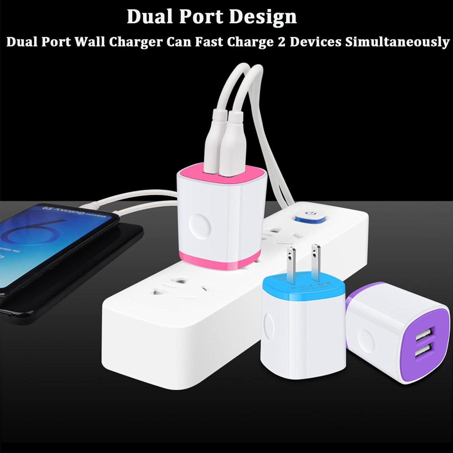 USB Charger Wall Plug, Iphone Charging Box, 5Pack Home Travel 2.1Amp Dual Port Fast Wall Charger Quick Charging Block Cube Brick for Iphone 16E 16 15 14 13 12 Pro Max XR X 8 7 6,Samsung,Android