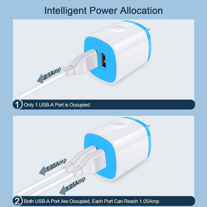 USB Charger Wall Plug, Iphone Charging Box, 5Pack Home Travel 2.1Amp Dual Port Fast Wall Charger Quick Charging Block Cube Brick for Iphone 16E 16 15 14 13 12 Pro Max XR X 8 7 6,Samsung,Android