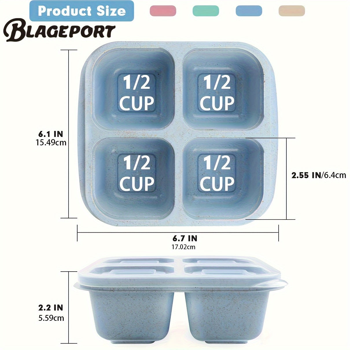 12 Pcs Bento Snack Containers 4 Divided Compartments Wheat Straw Snack Box with Lid Reusable Meal Prep Lunch Box Food Storage Containers for Adults Travel Work