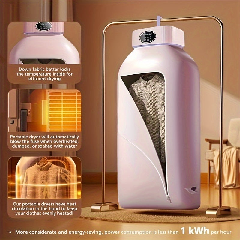 Portable Clothes Dryer, Mini Dryer Machine With Timing Function Equipped - Compact And Convenient Drying Solution For Apartment, Dorm, RV - Quick And Easy To Use Compact Dryer Machine With Dryer Bag For Delicate Garments