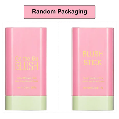 Multi-Use Makeup Blush Stick,Beauty Solid Moisturizer,Waterproof Natural Nude Makeup,Tinted Solid Moisturizer Stick for Eyes Lips Cheek(1#Shy Pink)