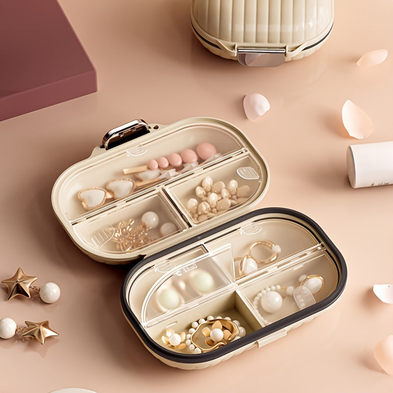 Portable sealed seven-compartment pill storage box, can record time divided into large and small two models. Can be used as fish oil, vitamins, pills storage box. Travel Pill Box