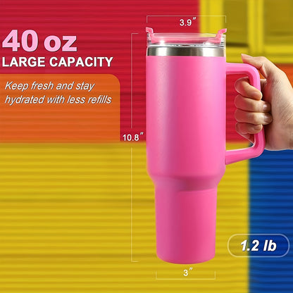 1pc Stainless Steel Straw Cup Thermocooler - Double-Walled Insulated Vacuum Flask With Handle And Straw For Hot And Cold Beverages, Reusable Tumbler For Maximum Temperature Control