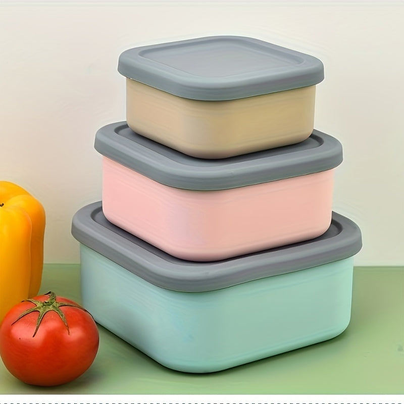 3pcs Silicone Food Storage Set - Microwave & Freezer Safe, Perfect for Lunch Boxes, Baking, and Outdoor Camping