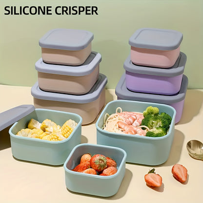 3pcs Silicone Food Storage Set - Microwave & Freezer Safe, Perfect for Lunch Boxes, Baking, and Outdoor Camping