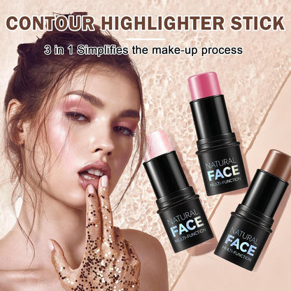 3PCS Cream Contour Stick Makeup Kit Face Contour Highlighter Stick,Smooth Cream Bronzer Contour Blush Stick Long Lasting Highlighter Makeup Stick for Cheeks,Eyes,Lips (02,05,06)