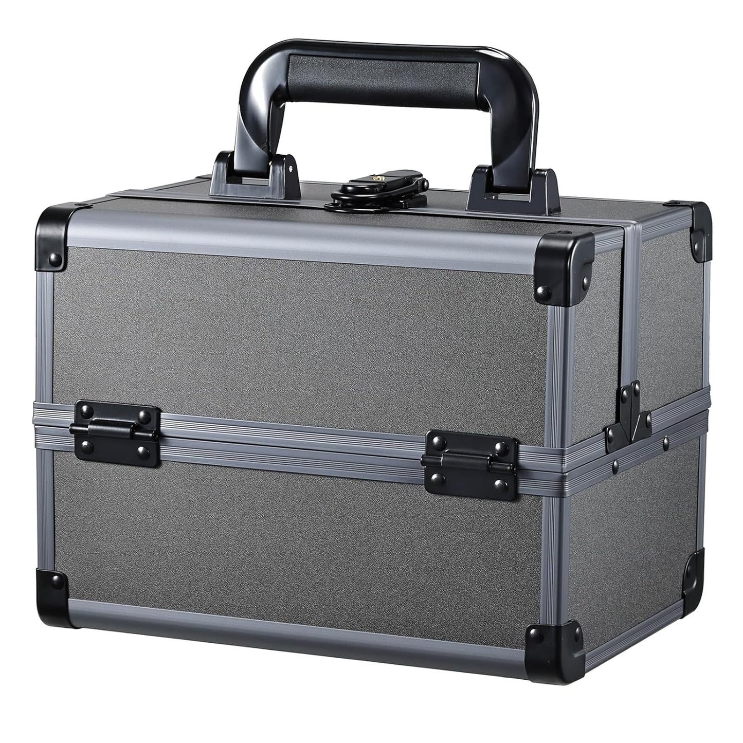 Beauty Makeup Train Case for Lady Portable Cosmetic Box Jewelry Organizer Lockable with Keys and Mirror 2-Tier Trays Carrying with Handle Makeup Storage Box - Rose Gold