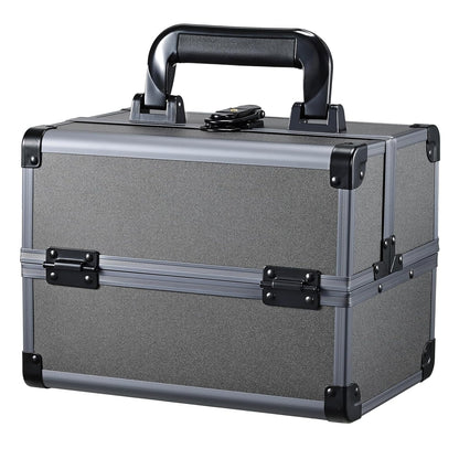 Beauty Makeup Train Case for Lady Portable Cosmetic Box Jewelry Organizer Lockable with Keys and Mirror 2-Tier Trays Carrying with Handle Makeup Storage Box - Rose Gold