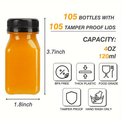 100pcs 4 Oz Bottles, Reusable Mini JuiceBottles With Lids, Labels, Funnel And Brush BeverageContainers For Juicing, Milk And Beverages