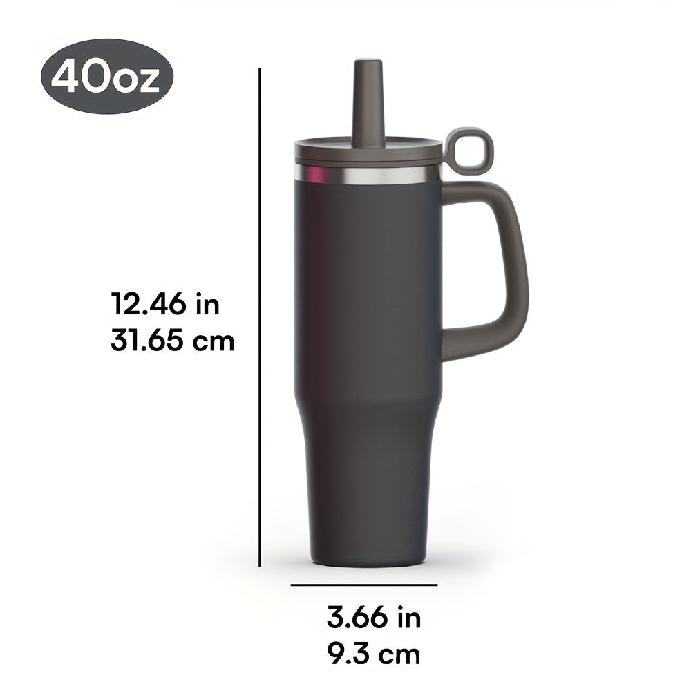 40 Oz Tumbler With Handle And Straw, Car Mug, Stainless Steel Vacuum Travel Mug, Vacuum Water Bottle For Gift Party Office Coffee