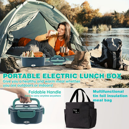 Electric Lunch Box Food Heater for Work - 12V/24V/110V Food Warmer for Car Truck Outdoor with Stainless Steel Containers Potable Heating lunch Box for Adults Camping