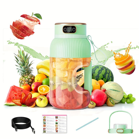 Portable Juicer Blender Cup 40.5oz/1200ml, One Cup And Two Lids (drink Lid And Juicer Lid), Super Large Capacity, Free Silicone Straw And TYPE-C Charging Cable